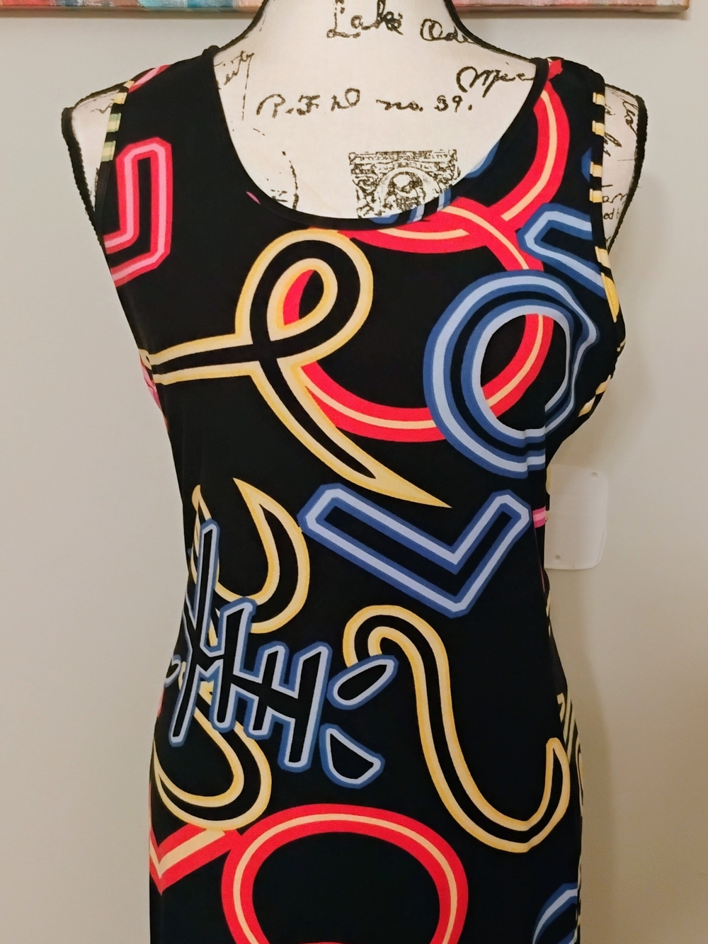Black Multicolor Neon Print Sleeveless Women’s Top
